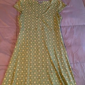 Green and yellow patterned dress